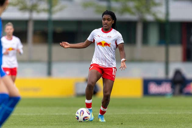 GER, Leipzig, Football, Google Pixel Women Bundesliga, 25 Matchday, RB Leipzig vs Bayer 04 Leverkusen in picture v l Delice Boboy RB Leipzig 17 , Action with ball 11 05 2026, RB Leipzig Training Academy Cottaweg Leipzig DFB REGULATIONS PROHIBIT ANY USE OF PHOTOGRAPHS AS IMAGE SEQUENCES AND OR QUASI VIDEO, Copyright: HMBxMedia PaulxFritz