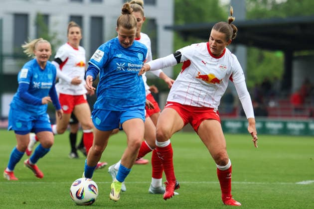 Germany Football Google Pixel Women Bundesliga 2025 2026, 25 Matchday RB Leipzig vs Bayer 04 Leverkusen, Training Center of RB Leipzig Leipzig duel of Kristin Kögel Bayer 04 Leverkusen Women, 11 and Andrea Norheim RB Leipzig Women, 3 Copyright: xLucasxWalterx