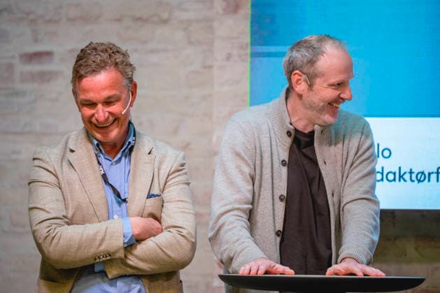 The World Cup and the media Oslo 20260511 Espen Olsen Langfeldt, sports editor NRK, and Eystein Thue, project manager for the World Cup on TV 2, at the debate of the Norwegian Editors Association in Pressens hus before the football World Cup kicks off Photo Stian Lysberg Solum NTB Oslo Norway EDITORIAL USE ONLY RESTRICTED USE FOR BETTING COMPANIES  Copyright: xStianxLysbergxSolumx xNTBx