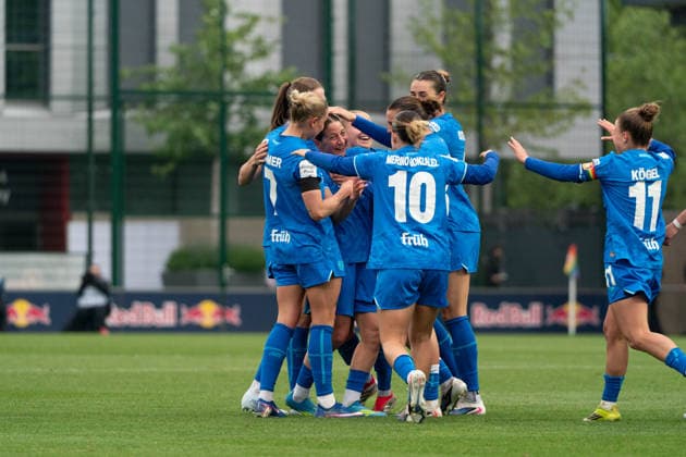 LEIPZIG, GERMANY - MAY 11: Player of Bayer 04 Leverkusen celebrate the goal in action during the Google Pixel Frauen-Bundesliga match between RB Leipzig and Bayer 04 Leverkusen at RB-Trainingszentrum Cottaweg on May 11, 2026 in Leipzig, Germany. (Photo by Qianru Zhang Press Photo) Copyright: xQianruxZhang SPPx Sportspressphoto_SPR145130