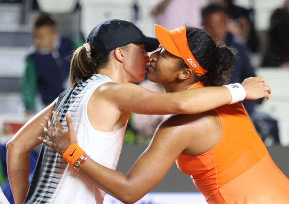 May 11, 2026, Rome, Lazio, Italy: IGA SWIATEK of Poland and NAOMI OSAKA of Japan after the match in the fourth round of tennis tournament WTA, Tennis Damen 1000 Internazionali BNL Dâ€⠢Italia, Rome, Italy. Swiatek won 6:2, 6:1. Tennis 2026, WTA Italian Open: Iga Swiatek 6:2, 6:1 Naomi Osaka - ZUMAc278 20260511_zsp_c278_111 Copyright: xMarcinxCholewinskix
