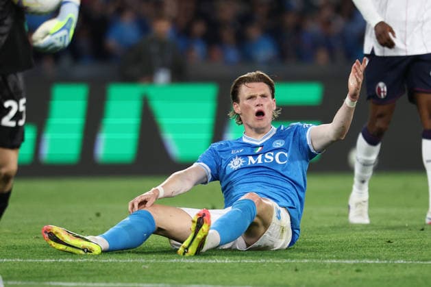 Scott McTominay of SSC Napoli reacts during the Serie A 2025 2026 football match between SSC Napoli and Bologna FC at Diego Armando Maradona stadium in Naples (Italy), May 11th, 2026. CesarexPurini