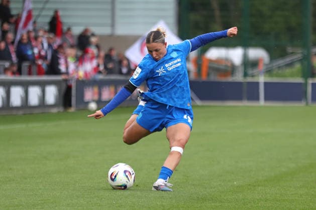 Google Pixel Frauen Bundesliga, RB Leipzig Bayer Leverkusen 11 05 2026 Estrella Merino Gonzalez 10, Bayer Leverkusen Fußball, Google Pixel Frauen Bundesliga, Saison 2025 2026, 25 Spieltag RB Leipzig vs Bayer 04 Leverkusen am 11 05 2026, Trainingszentrum Cottaweg, Leipzig DFB REGULATIONS PROHIBIT ANY USE OF PHOTOGRAPHS AS IMAGE SEQUENCES AND OR QUASI VIDEO Copyright: xBEAUTIFULxSPORTS JanxKaeferx