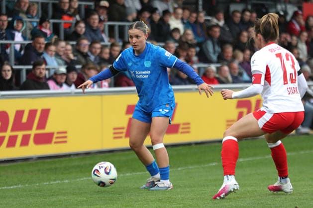 Google Pixel Frauen Bundesliga, RB Leipzig Bayer Leverkusen 11 05 2026 Estrella Merino Gonzalez 10, Bayer Leverkusen Fußball, Google Pixel Frauen Bundesliga, Saison 2025 2026, 25 Spieltag RB Leipzig vs Bayer 04 Leverkusen am 11 05 2026, Trainingszentrum Cottaweg, Leipzig DFB REGULATIONS PROHIBIT ANY USE OF PHOTOGRAPHS AS IMAGE SEQUENCES AND OR QUASI VIDEO Copyright: xBEAUTIFULxSPORTS JanxKaeferx