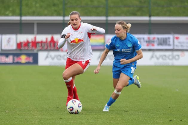 Google Pixel Womens Bundesliga, RB Leipzig Bayer Leverkusen 11 05 2026 Andrea Norheim 3, RB Leipzig vs Sofie Zdebel 16, Bayer Leverkusen Football, Google Pixel Womens Bundesliga, Season 2025 2026, 25 Matchday RB Leipzig vs Bayer 04 Leverkusen on 11 05 2026, Training Center Cottaweg, Leipzig DFB REGULATIONS PROHIBIT ANY USE OF PHOTOGRAPHS AS IMAGE SEQUENCES AND OR QUASI VIDEO Copyright: xBEAUTIFULxSPORTS JanxKaeferx