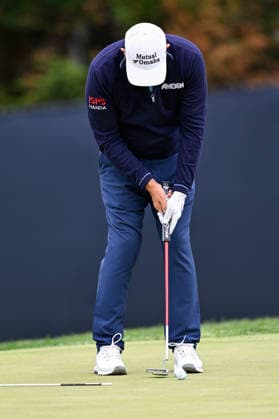 NEWTON SQUARE, PA - MAY 11: Padraig Harrington of Republic of Ireland is shown hitting the ball on a steep slope during the 2026 PGA, Golf Herren Championship on May 11th, 2026 at Aronimink Golf Club in Newtown Square, PA. (Photo by Terence Lewis Icon Sportswire) GOLF: MAY 11 PGA PGA Championship EDITORIAL USE ONLY Icon260511030