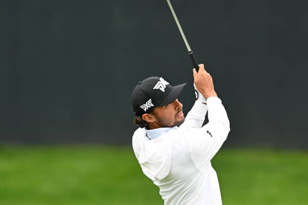 NEWTON SQUARE, PA - MAY 11: Marco Pence of England hots the ball during the 2026 PGA, Golf Herren Championship on May 11th, 2026 at Aronimink Golf Club in Newtown Square, PA. (Photo by Terence Lewis Icon Sportswire) GOLF: MAY 11 PGA PGA Championship EDITORIAL USE ONLY Icon260511041