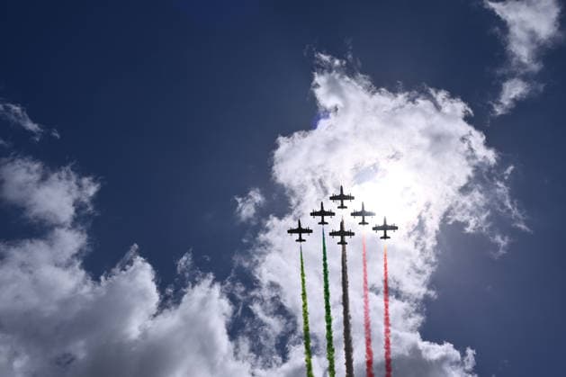 IPA84596674 - The passage of the Frecce Tricolori on the Central Tennis Curt during the Internazionali BNL d Italia Day Eight at Foro Italico on May 12, 2026 in Rome, Italy.  Copyright: xDomenicoxCippitelli IPAxSportx xx 84596674
