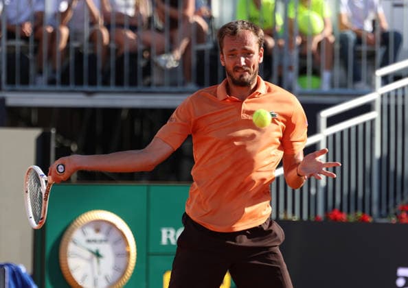 May 12, 2026, Rome, Lazio, Italy: DANIIL MEDVEDEV during the match against P. Llamas of Spain in the fourth round of tennis tournament ATP, Tennis Herren 1000 Internazionali BNL DÃ¢â‚¬â ¢Italia, Rome, Italy. Medvedev won 3:6, 6:4, 6:2. Tennis 2026, ATP Italian Open: Daniil Medvedev Won 3:6, 6:4, 6:2  - ZUMAc278 20260512_zsp_c278_022 Copyright: xMarcinxCholewinskix