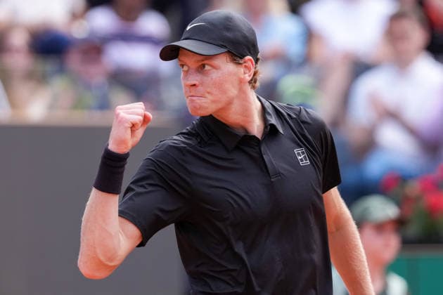 Jannik Sinner of Italy celebrates during the match against Andrea Pellegrino of Italy at the Internazionali BNL d Italia 2026 tennis tournament at Foro Italico in Rome (Italy) on May, 12, 2026. AntoniettaxBaldassarre
