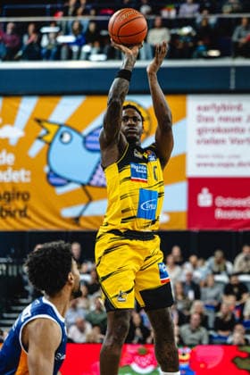 Rostock, Germany 12 May 2026 easyCredit BBL Play Ins 2025 2026 Rostock Seawolves vs MHP Riesen Ludwigsburg In the picture Babacar Sane MHP RIESEN Ludwigsburg Stadthalle Rostock Mecklenburg Vorpommern Copyright: xFotostandx xVoelkerx