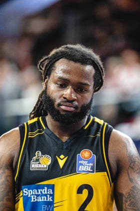 Rostock, Germany 12 May 2026 easyCredit BBL Play Ins 2025 2026 Rostock Seawolves vs MHP Riesen Ludwigsburg In the picture Traveon Buchanan MHP RIESEN Ludwigsburg unhappy on the pitch Stadthalle Rostock Mecklenburg Vorpommern Copyright: xFotostandx xVoelkerx