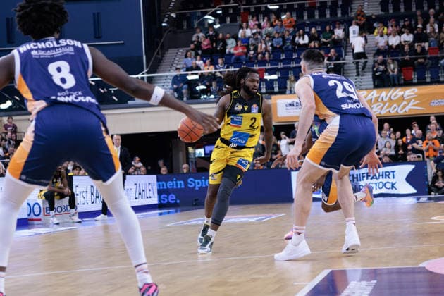 , GER, Rostock Seawolves vs MHP Riesen Ludwigsburg, easycredit BBL, Basketball, Bundesliga, Play Ins, Season 2025 2026, 12 05 2026 GER, Rostock Seawolves vs MHP Riesen Ludwigsburg, easycredit BBL, Basketball, Bundesliga, Play Ins, Season 2025 2026, 12 05 2026 Rostock Copyright: xEibner-Pressefoto DenverxEhrlichx EP_DEH