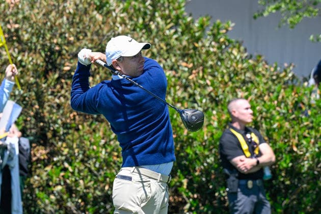 NEWTON SQUARE, PA - MAY 12: Rory McIlroy of Northern Ireland hits the ball during the 2026 PGA, Golf Herren Championship on May 12th, 2026 at Aronimink Golf Club in Newtown Square, PA.(Photo by Terence Lewis Icon Sportswire) GOLF: MAY 12 PGA PGA Championship EDITORIAL USE ONLY Icon260512019