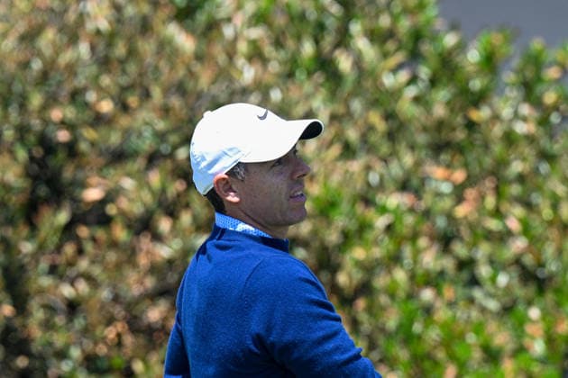 NEWTON SQUARE, PA - MAY 12: Rory McIlroy of Northern Ireland tees off on the first hole during the 2026 PGA, Golf Herren Championship on May 12th, 2026 at Aronimink Golf Club in Newtown Square, PA.(Photo by Terence Lewis Icon Sportswire) GOLF: MAY 12 PGA PGA Championship EDITORIAL USE ONLY Icon260512039