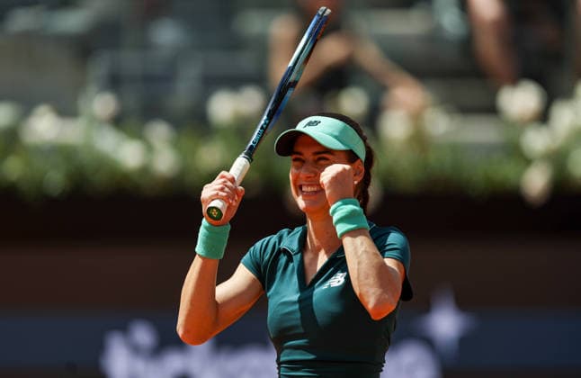 260512 -- ROME, May 12, 2026 -- Sorana Cirstea celebrates after winning the women s singles quarter final match between Sorana Cirstea of Romania and Jelena Ostapenko of Latvia at the WTA, Tennis Damen Italian Open in Rome, Italy, May 12, 2026. SPITALY-ROME-TENNIS-WTA-ITALIAN OPEN-WOMEN S SINGLES WangxKaiyan  (SP)ITALY-ROME-TENNIS-WTA-ITALIAN OPEN-WOMEN S SINGLES IMAGO WangxKaiyan  imago images 0856370203