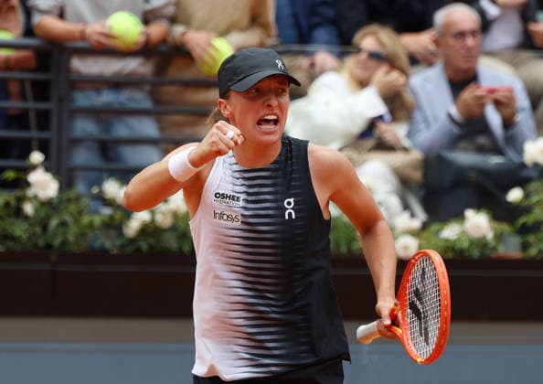 May 13, 2026, Rome, Lazio, Italy: IGA SWIATEK of Poland after the match against J. Pegula of USA in the quarterfinals of tennis tournament WTA, Tennis Damen 1000 Internazionali BNL DÃ¢â‚¬â ¢Italia, Rome, Italy. Swiatek won 6:1, 6:2. Tennis 2026, WTA Italian Open: Iga Swiatek 6:1, 6:2  - ZUMAc278 20260513_zsp_c278_004 Copyright: xMarcinxCholewinskix