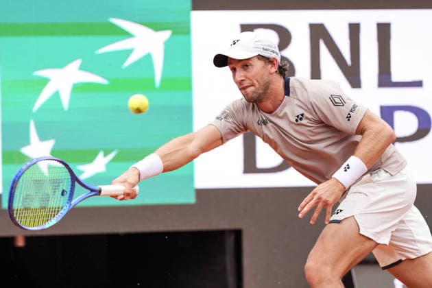 Casper Ruud of Norway during the match against Karen Khachanov of Russia at the Internazionali BNL d Italia 2026 tennis tournament at Foro Italico in Rome (Italy) on May, 13, 2026. AntoniettaxBaldassarre