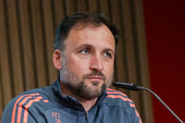 13 05 2026, xgrfx, Football DFB Cup Final, VfL Wolfsburg Press Conference and Final Training v l Jose Barcala FC Bayern Munich DFL DFB REGULATIONS PROHIBIT ANY USE OF PHOTOGRAPHS as IMAGE SEQUENCES and or QUASI VIDEO Cologne