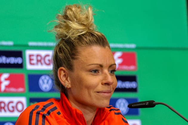 13 05 2026, xgrfx, Football DFB Cup Final, VfL Wolfsburg Press Conference and Final Training v l Linda Dallmann FC Bayern München DFL DFB REGULATIONS PROHIBIT ANY USE OF PHOTOGRAPHS as IMAGE SEQUENCES and or QUASI VIDEO Köln