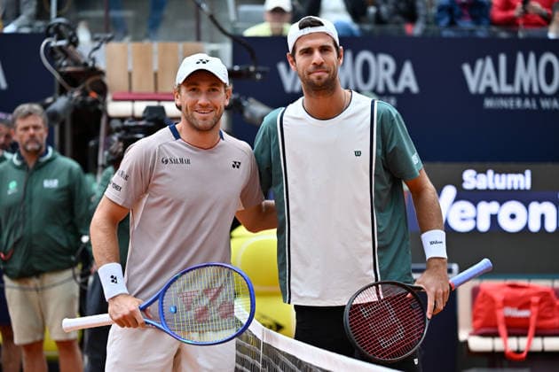 Foto IPP Cavaliere Emiliano. Roma 13 05 2026. Tennis Internazionali d Italia 2026. Nella foto: Casper Ruud e Karen Khachanov. Italy Photo Press - World Copyright italy ITALY  Copyright: xR4924_italyphotopressx