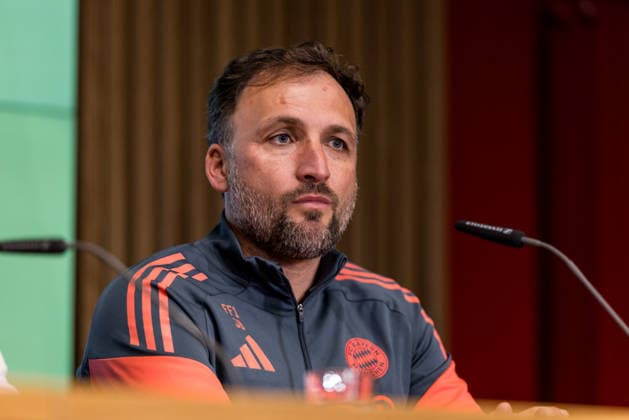 Press conference 46 DFB Cup Womens Final 13 05 2026 Jose Barcala FC Bayern Munich, Coach during the press conference DFB Cup 46 Womens Final, VfL Wolfsburg FC Bayern Munich, Press conference, Cologne, RheinEnergiestadion on 13 05 2026 Copyright: xBEAUTIFULxSPORTS Wunderlx