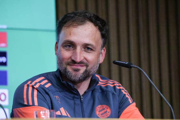 Cologne, Germany 13 May 2026 46 DFB Cup Womens Final 2026 VfL Wolfsburg Women vs FC Bayern Munich Women Final Press Conference In the picture head coach Jose Barcala FCB at the final press conference in Cologne Copyright: HMBxMedia MadeleinexFantini