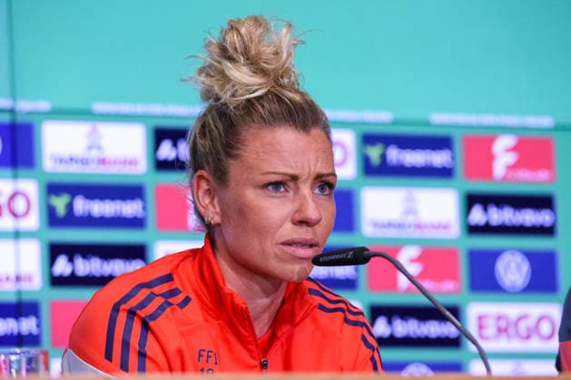 Cologne, Germany 13 May 2026 46 DFB Cup Womens Final 2026 VfL Wolfsburg Women vs FC Bayern Munich Women Final Press Conference Pictured Linda Dallmann FCB at the final press conference in Cologne Copyright: HMBxMedia MadeleinexFantini