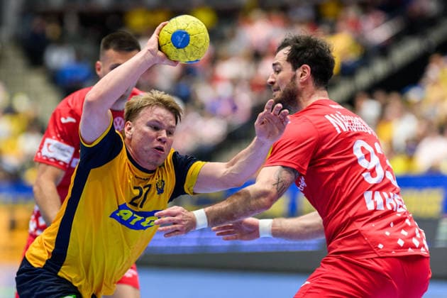 260513 Axel Mansson of Sweden during the international friendly handball match between Sweden and Croatia on May 13, 2026 in Kristianstad Photo Petter Arvidson BILDBYRAN kod PA PA1213 handball handboll handball träningsmatch sverige sweden croatia friendly match sverige bbeng sverige sweden  Copyright: PETTERxARVIDSON BB260513PA053