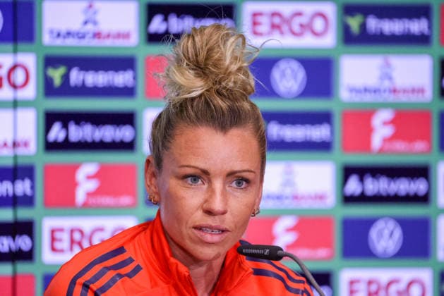 Cologne, Germany 13 May 2026 46 DFB Cup Womens Final 2026 VfL Wolfsburg Women vs FC Bayern Munich Women Final Press Conference Pictured Linda Dallmann FCB at the final press conference in Cologne Copyright: HMBxMedia MadeleinexFantini