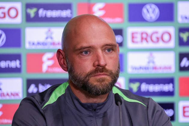 Cologne, Germany 13 May 2026 46 DFB Cup Womens Final 2026 VfL Wolfsburg Women vs FC Bayern Munich Women Final Press Conference In the picture head coach Stephan Lerch VfL at the final press conference in Cologne Copyright: HMBxMedia MadeleinexFantini