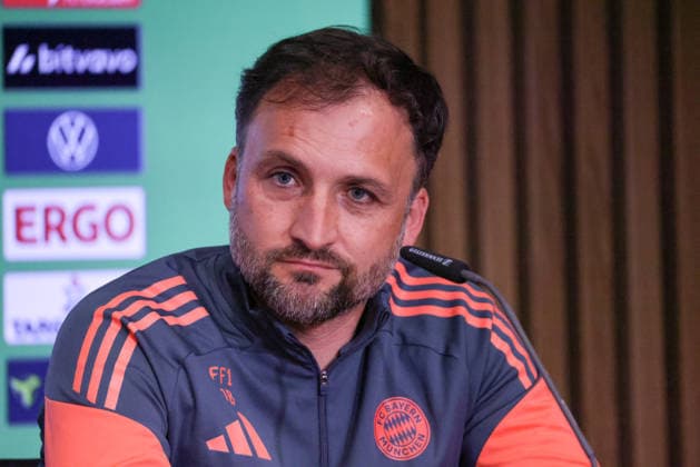 Cologne, Germany 13 May 2026 46 DFB Cup Womens Final 2026 VfL Wolfsburg Women vs FC Bayern Munich Women Final Press Conference In the picture head coach Jose Barcala FCB at the final press conference in Cologne Copyright: HMBxMedia MadeleinexFantini