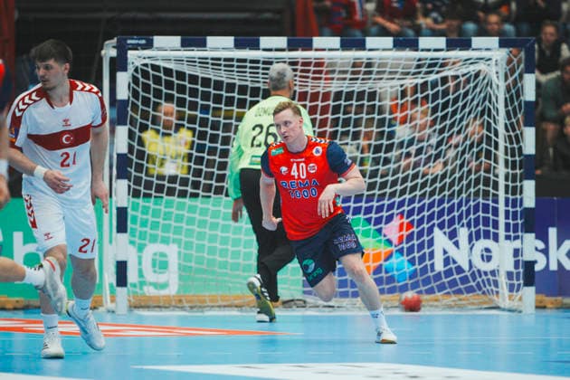 World Championship qualification men s handball Norway Turkey Gjovik 20260513 August Baskar Pedersen during the World Championship qualifying match in men s handball between Norway and Turkey in Gjovik Olympic Mountain Hall Photo Stian Lysberg Solum NTB Gjovik Norway EDITORIAL USE ONLY RESTRICTED USE FOR BETTING COMPANIES  Copyright: xStianxLysbergxSolumx xNTBx