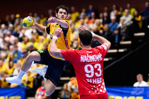 260513 Nikola Roganovic of Sweden during the international friendly handball match between Sweden and Croatia on May 13, 2026 in Kristianstad Photo Petter Arvidson BILDBYRAN kod PA PA1213 handball handball handball träningsmatch sverige sweden croatia friendly match sverige bbeng sverige sweden  Copyright: PETTERxARVIDSON BB260513PA068