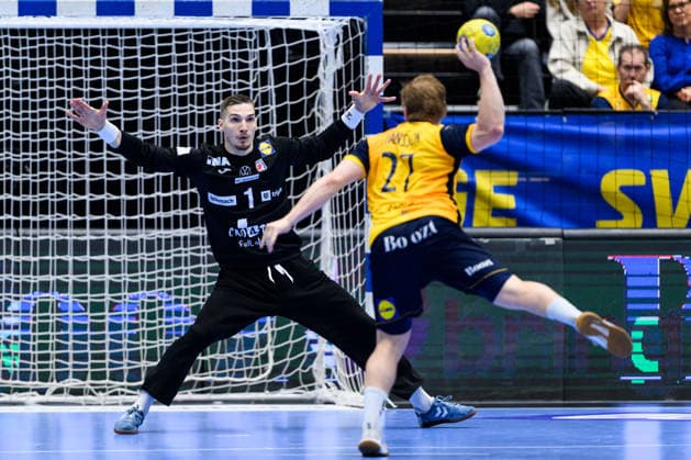 260513 Goalkeeper Dominik Kuzmanovic of Croatia during the international friendly handball match between Sweden and Croatia on May 13, 2026 in Kristianstad Photo Petter Arvidson BILDBYRAN kod PA PA1213 handball handboll handball träningsmatch sverige sweden croatia friendly match sverige bbeng sverige sweden  Copyright: PETTERxARVIDSON BB260513PA110