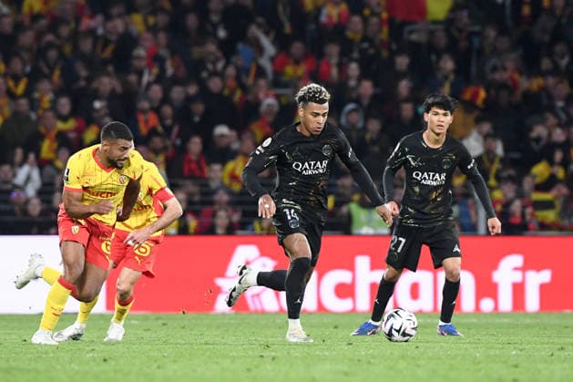 RC Lens v Paris Saint-Germain - Ligue 1 McDonald s 2025 2026 14 Matthieu UDOL (rcl) - 14 Desire DOUE (psg) during the Ligue 1 McDonald s match between Lens and Paris at Stade Bollaert-Delelis on May 13, 2026 in Lens, France. Lens France  Copyright: xFEPx 776348352
