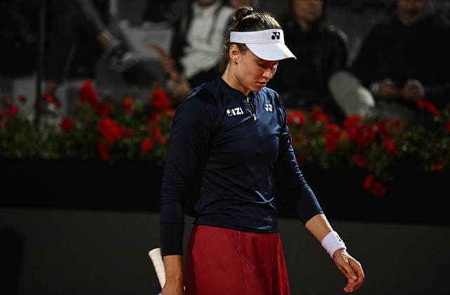 May 13, 2026, Rome, Italy: Elena Rybakina of Kazakhstan reacts during her women s singles quarterfinals match against Elina Svitolina (not pictured) at the Italian Open tennis tournament in Rome, Italy, 13 May 2026. ANSA RICCARDO ANTIMIANI. Italian Open Tennis Tournament  - ZUMAa110 20260513_zaf_a110_055 Copyright: xRiccardoxAntimianix