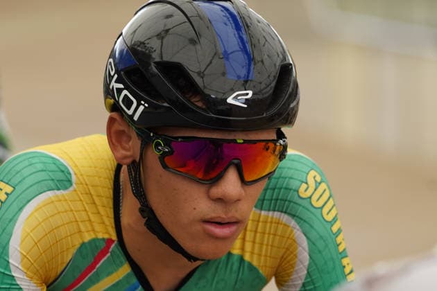 CAC Cycling Track African Championships in Abuja, Nigeria A South African cyclist competes at the 12th CAC Track African Championships at the Moshood Abiola National Stadium Velodrome in Abuja, Nigeria, May 13, 2026. The five-day continental championship runs through May 17 and features riders from eight African nations. Abuja Nigeria  Copyright: xMatrixxImages MarvellousxDurowaix