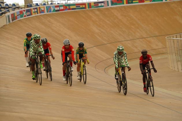 CAC Cycling Track African Championships in Abuja, Nigeria Cyclists compete at the 12th CAC Track African Championships at the Moshood Abiola National Stadium Velodrome in Abuja, Nigeria, May 13, 2026. The five-day continental championship runs through May 17 and features riders from eight African nations. Abuja Nigeria  Copyright: xMatrixxImages MarvellousxDurowaix
