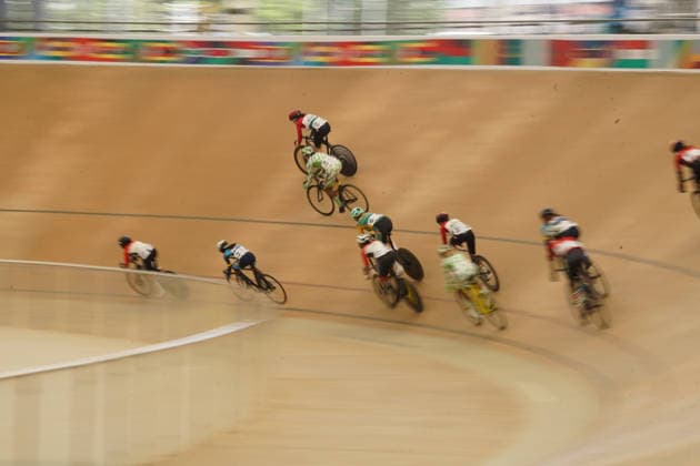 CAC Cycling Track African Championships in Abuja, Nigeria Cyclists compete at the 12th CAC Track African Championships at the Moshood Abiola National Stadium Velodrome in Abuja, Nigeria, May 13, 2026. The five-day continental championship runs through May 17 and features riders from eight African nations. Abuja Nigeria  Copyright: xMatrixxImages MarvellousxDurowaix