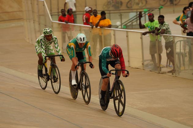 CAC Cycling Track African Championships in Abuja, Nigeria Cyclists compete at the 12th CAC Track African Championships at the Moshood Abiola National Stadium Velodrome in Abuja, Nigeria, May 13, 2026. The five-day continental championship runs through May 17 and features riders from eight African nations. Abuja Nigeria  Copyright: xMatrixxImages MarvellousxDurowaix