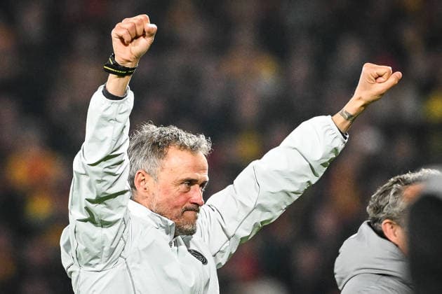 May 13, 2026, Lens, France, France: Luis ENRIQUE of PSG celebrates the victory during the Ligue 1 match between RC Lens and Paris Saint-Germain (PSG) at Bollaert-Delelis Stadium on May 13, 2026 in Lens, France. RC Lens V Paris Saint-Germain - Ligue 1  - ZUMAm308 20260513_zsp_m308_018 Copyright: xMatthieuxMirvillex