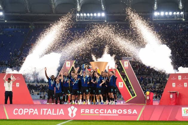 Lautaro Martinez of FC Internazionale lifts up the trophy at the end of the Coppa Italia Final match between SS Lazio and FC Internazionale at Stadio Olimpico Rome Italy on 13 May 2026. Rome Stadio Olimpico Rome Italy Copyright: xPhotoxGoalxPixx SP24-1430-016