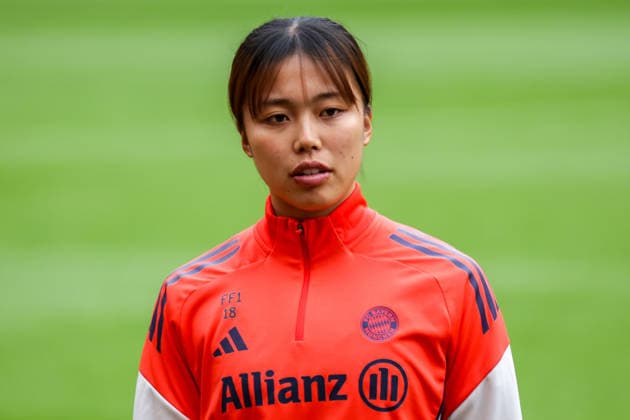 13 05 2026, xgrfx, Football DFB Cup Final, FC Bayern Munich Press Conference and Final Training v l Momoko Tanikawa FC Bayern Munich DFL DFB REGULATIONS PROHIBIT ANY USE OF PHOTOGRAPHS as IMAGE SEQUENCES and or QUASI VIDEO Cologne