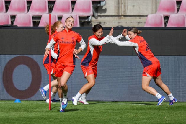 13 05 2026, xgrfx, Football DFB Cup Final, FC Bayern Munich Press Conference and Final Training v l Giulia Gwinn FC Bayern Munich DFL DFB REGULATIONS PROHIBIT ANY USE OF PHOTOGRAPHS as IMAGE SEQUENCES and or QUASI VIDEO Cologne