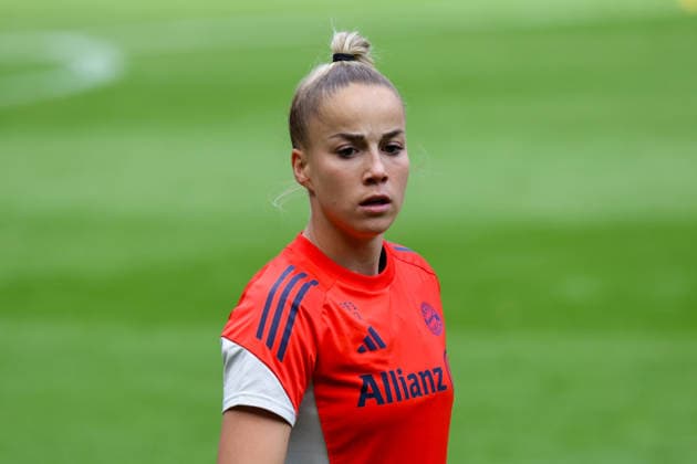 13 05 2026, xgrfx, Football DFB Cup Final, FC Bayern Munich Press Conference and Final Training v l Giulia Gwinn FC Bayern Munich DFL DFB REGULATIONS PROHIBIT ANY USE OF PHOTOGRAPHS as IMAGE SEQUENCES and or QUASI VIDEO Cologne