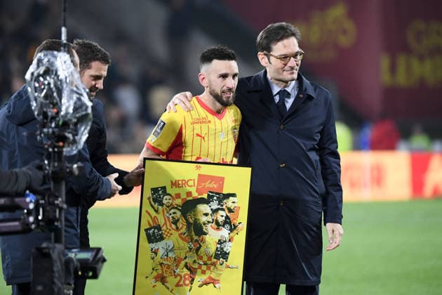 RC Lens v Paris Saint-Germain - Ligue 1 McDonald s 2025 2026 Joseph OUGHOURLIAN (President Lens RCL) - 28 Adrien THOMASSON (rcl) during the Ligue 1 McDonald s match between Lens and Paris at Stade Bollaert-Delelis on May 13, 2026 in Lens, France. Lens France  Copyright: xFEPx 776348352