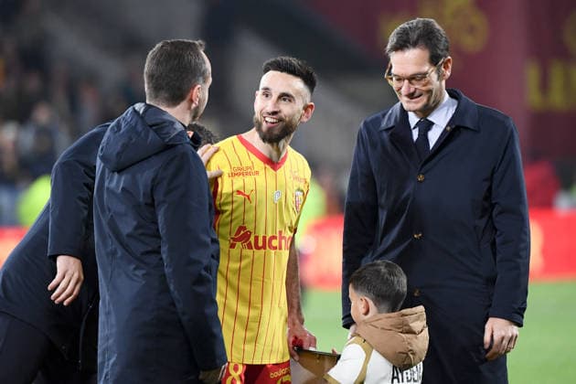 RC Lens v Paris Saint-Germain - Ligue 1 McDonald s 2025 2026 Joseph OUGHOURLIAN (President Lens RCL) - 28 Adrien THOMASSON (rcl) during the Ligue 1 McDonald s match between Lens and Paris at Stade Bollaert-Delelis on May 13, 2026 in Lens, France. Lens France  Copyright: xFEPx 776348352