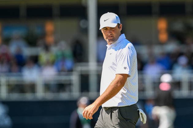 NEWTON SQUARE, PA - MAY 12: Scottie Scheffler of United States of America is shown during the 2026 PGA, Golf Herren Championship on May 12th, 2026 at Aronimink Golf Club in Newtown Square, PA.(Photo by Terence Lewis Icon Sportswire) GOLF: MAY 12 PGA PGA Championship EDITORIAL USE ONLY Icon260512096