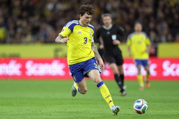 VICTOR LINDELOF, Svezia, Qualificazioni Mondiali 2026, World Cup Qualifying, Sweden-Poland 3-2, azione, action, single shot QUALIFICAZIONI MONDIALI 2026 SVEZIA-POLONIA 3-2